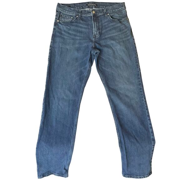 Calvin Klein Men Jeans size W34 x L34 Blue Mid Rise Stretch Slim Straight Leg - Picture 1 of 11